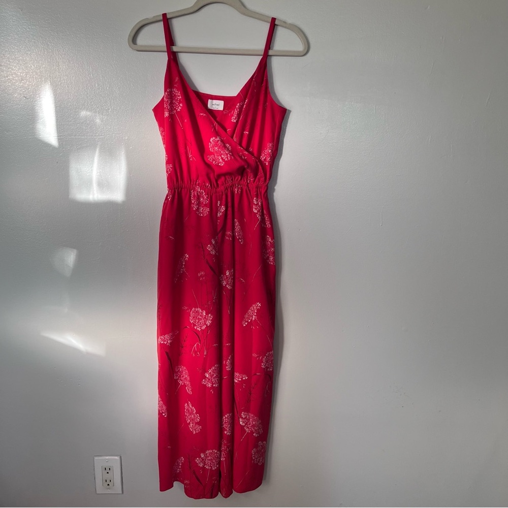 Aritzia Wilfred Melodie Floral Jumpsuit in Flame Scarlet